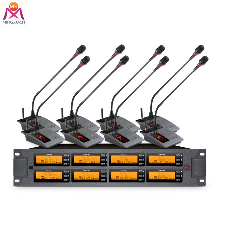 Eight Channels Wireless Microphone Conference System with High Fidelity Conference Discussion Vote System