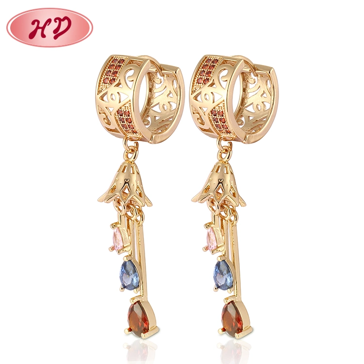 2020 Hot Wholesale/Supplier Wedding Fashion Jewelry 18K Gold Hook Earrings with Rhinestone for Women