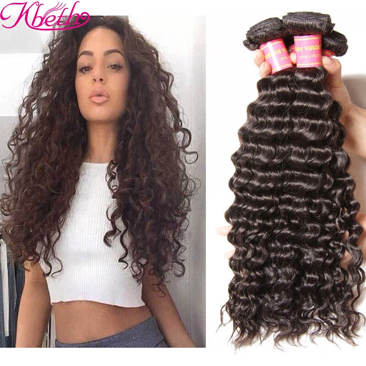 Kbeth Cambodian Hair Extension 100% Remy Human Hair 20 Inch 2021 Summer 100 Virgin Deep Wave Mink Brazilian Human Hair Weft Bundles with Lace Frontals for Women