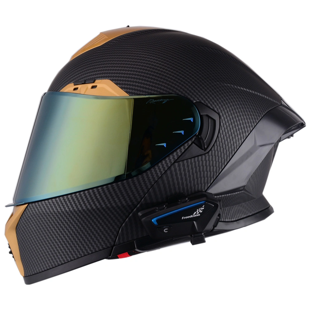 Dual Visor Flip up Modular Motorcycle Helmet with Optional Bluetooth and LED