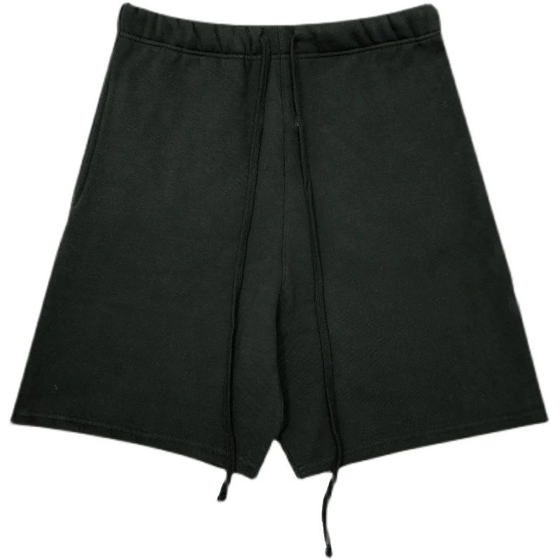 Shorts en coton éponge uni de haute qualité avec logo personnalisé en gros pour hommes et femmes.