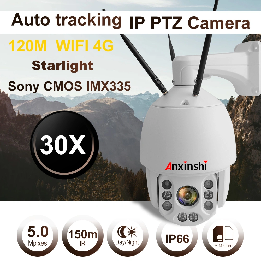 5.0MP 30X Starlight 4G WiFi Auto Tracking Dome PTZ Camera