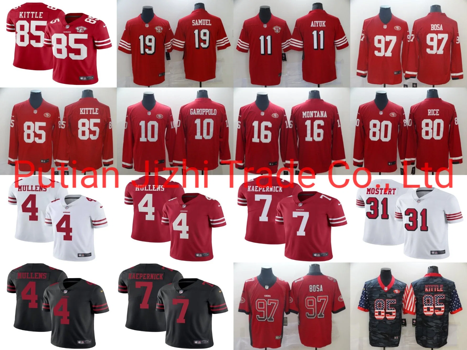 Comercio al por mayor de los hombres' S 49ers George Kittle escarlata de Vapor de 75º Aniversario de San Francisco n limitada de Jersey camisetas Longsleeves-FL