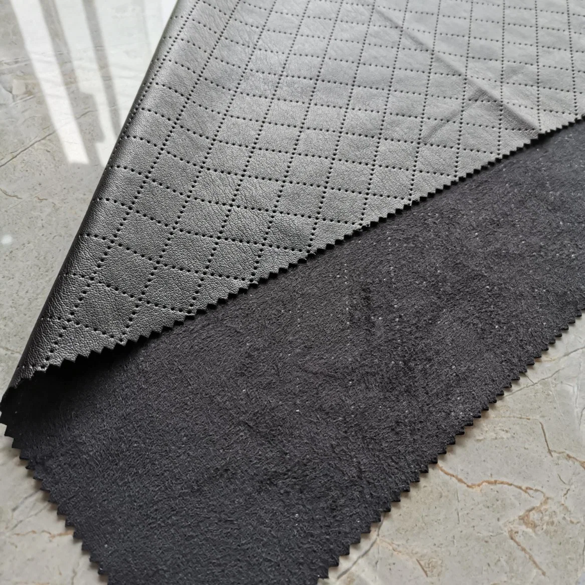 Embossed Series Synthetic PU Leather with Suede Backing 023 for Garment