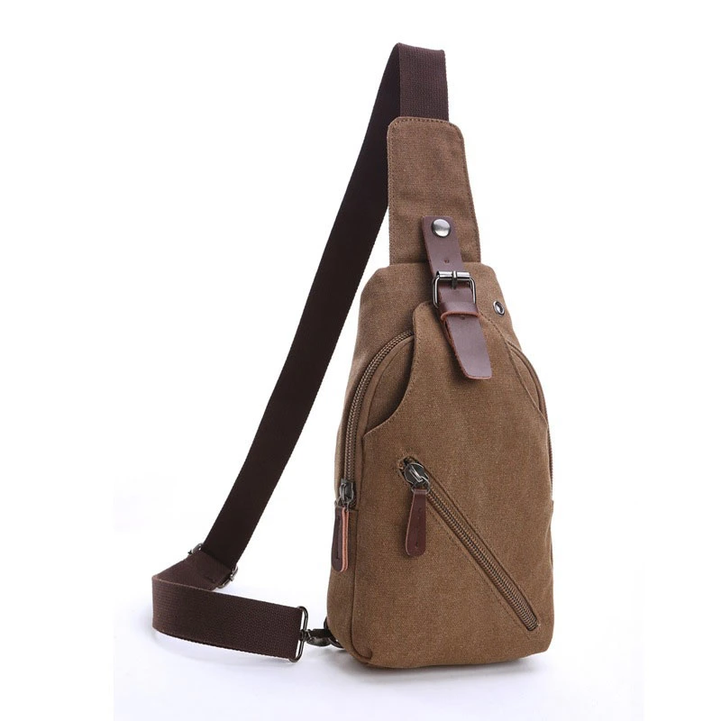 Men's Single Shoulder Diagonal Backpack, Washed Canvas Chest Bag, Outdoor Street Leisure Canvas Chest Bag Manufacturer Wholesale