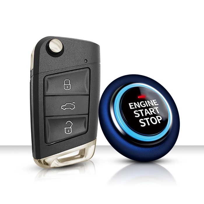 High-End Pke Keyless Entry Push Button Start Stop Remote Engine Car Locating Alarm System