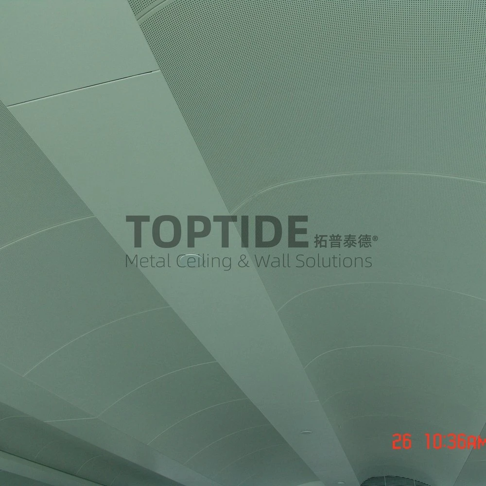 Building Soundproof Aluminum / Aluminium Arch Curved Suspend Pop Sound Ceiling