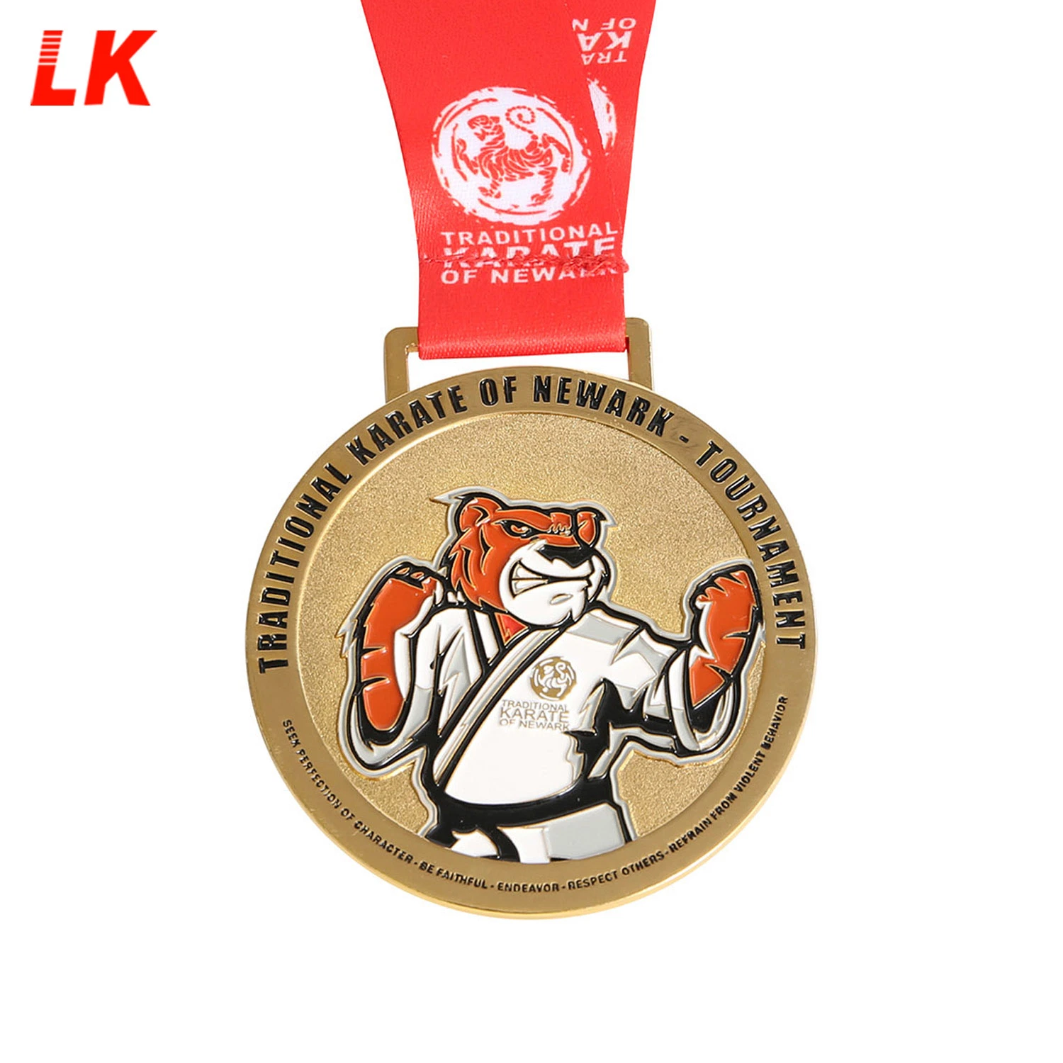 2019 la fábrica nueva Hot vender oro medalla de premio de karate con cinta