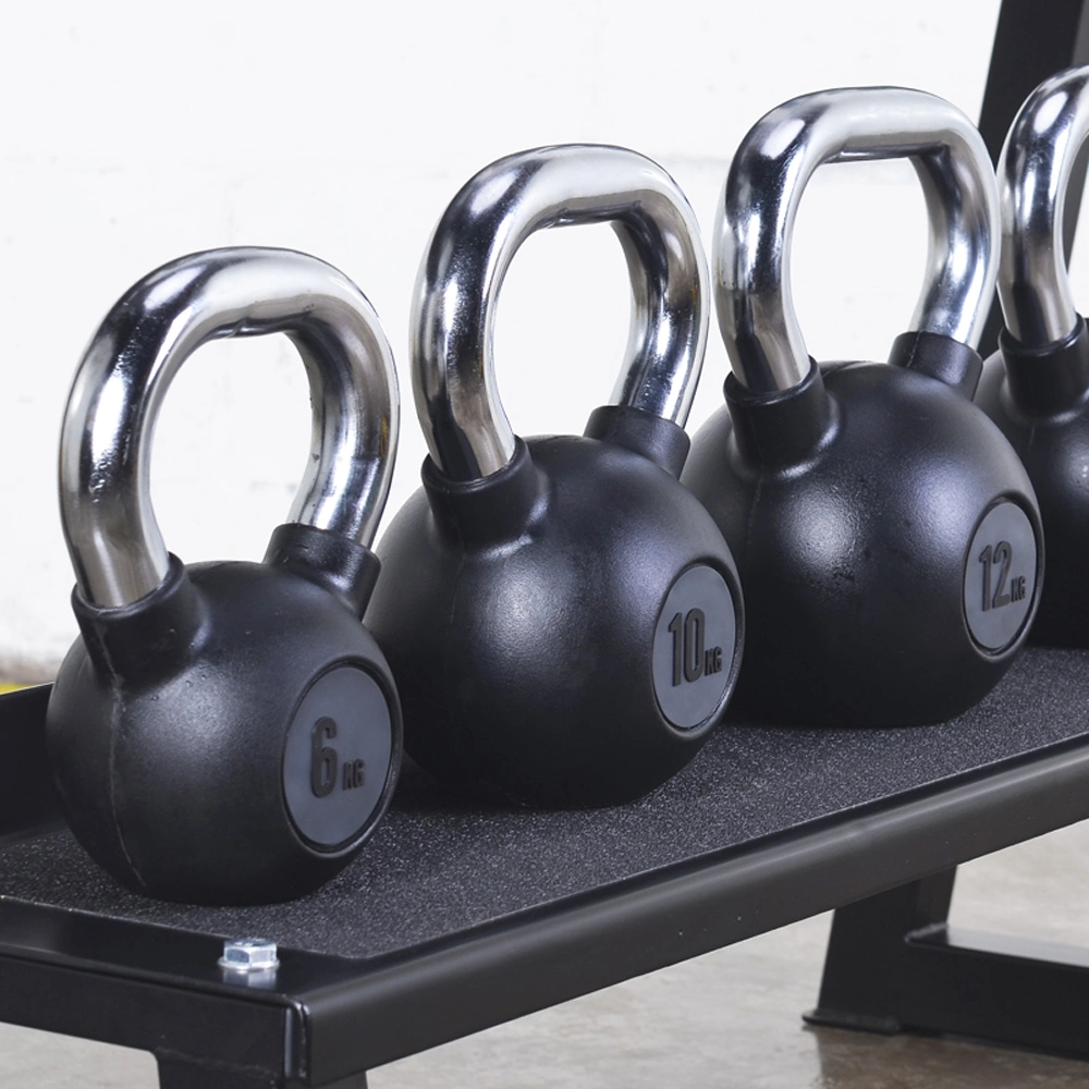 Hot Sale Gym Rubber Custom Logo Black Rubber Steel Kettlebell