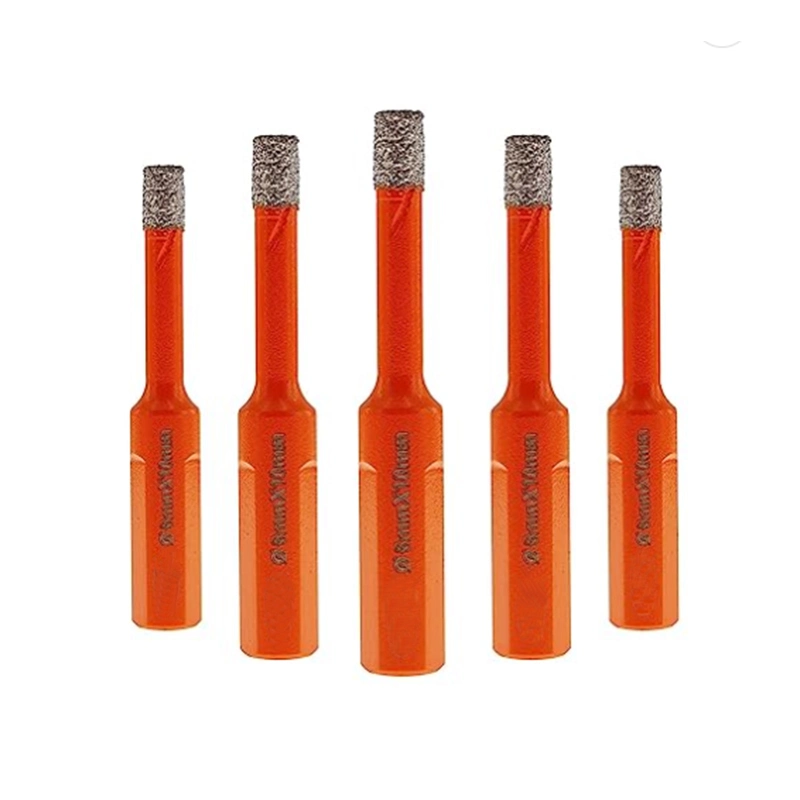 Broca de diamante seco, 4/5pcs 6mm 1" de agujero de sierra de vacío con mango triangular para cerámica de azulejos de porcelana