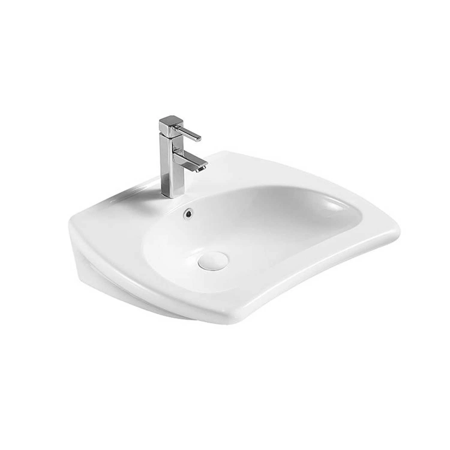 Wheelchair Height Adjustable Accessible Lavatory Bathroom Ada Compliant Ceramic Durable Glossy White Rectangle Wall Hung Barrier-Free Basin for Disabled