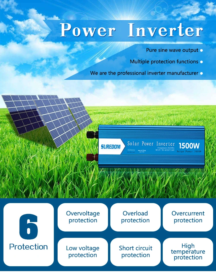 1500W 12V-220V Inverter Sine Wave Inverter Power Converter Solar PV Inverter Power Supply