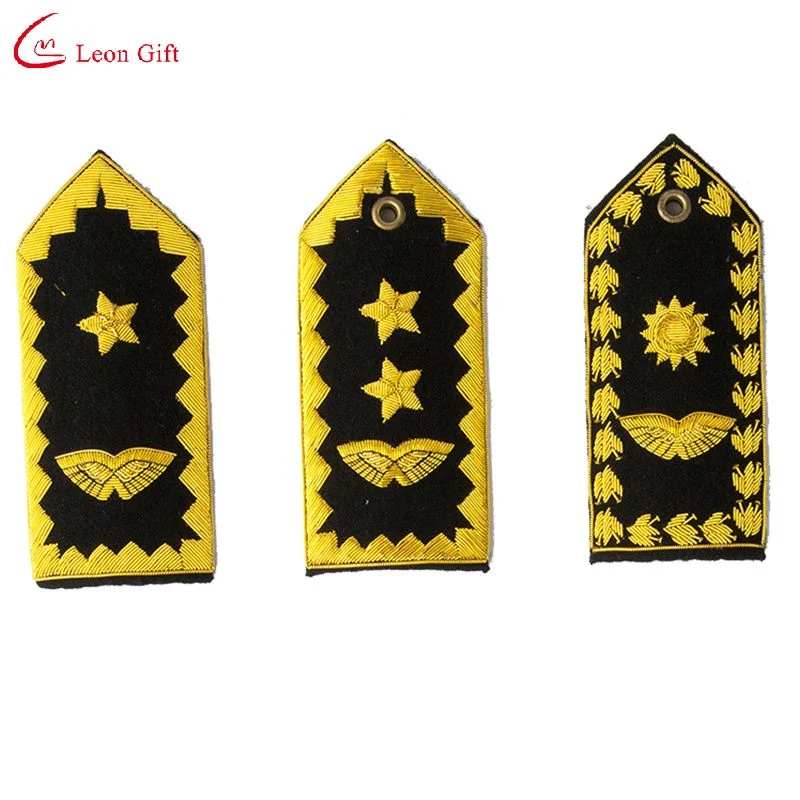 Factory Custom Logo Army Indian Silk High End Embroidery General Honor Shoulder Plate National Gold Handmade Shoulder Badge