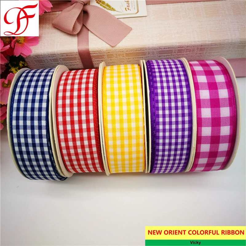 Factory Check Ribbon with 100% Polyester Material Double/Single Face Satin Sheer Organza Taffeta Hemp Metallic Ribbon for Hair Bows