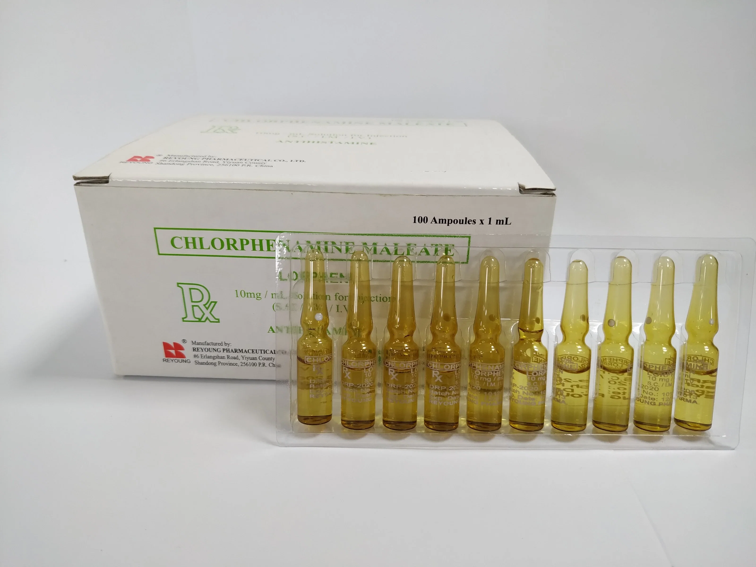 Clorofenamina Injecção Farmacêutica Maleato de 1ml/10mg com alta qualidade certificado BPF