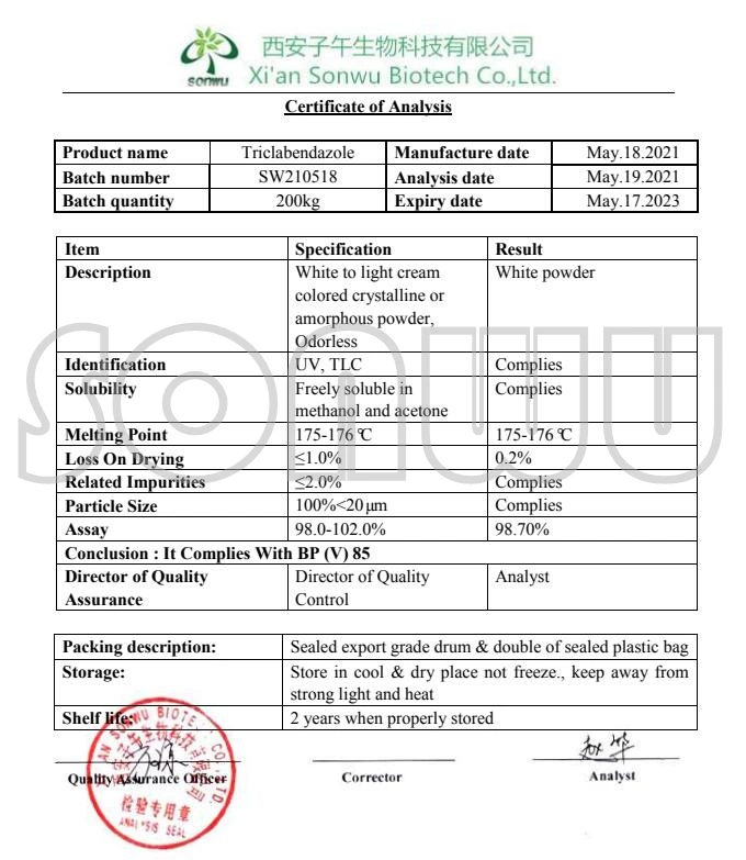 Sonwu Supply Research Chemical Triclabendazole Powder Triclabendazole