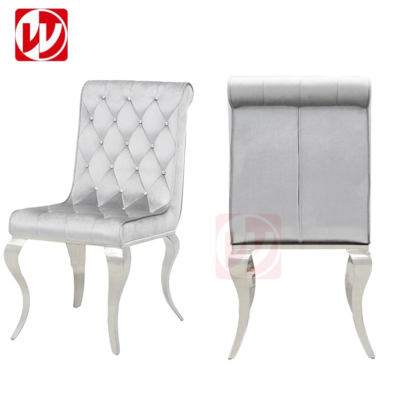 Luxury Modern Dining Chairs Nordic Velvet Sliver Stainless Steel Dining Room Chairs