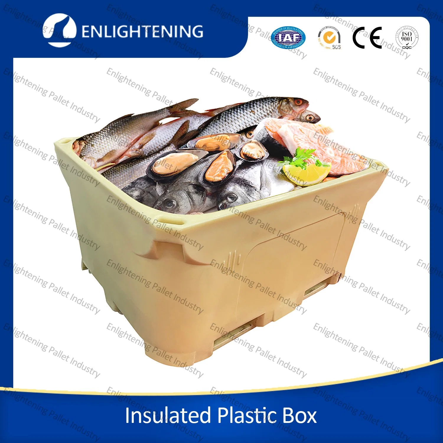 600L Heavy Duty Huge Bulk Storage Regular LLDPE Cool Stackable Insulated Fish Tub for Transportation