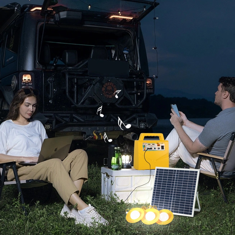 Outdoor Solar Portable Stations 20W Beleuchtungssystem integrierte Controller MP3 Playe Radio Funktion mit LED-Lampen