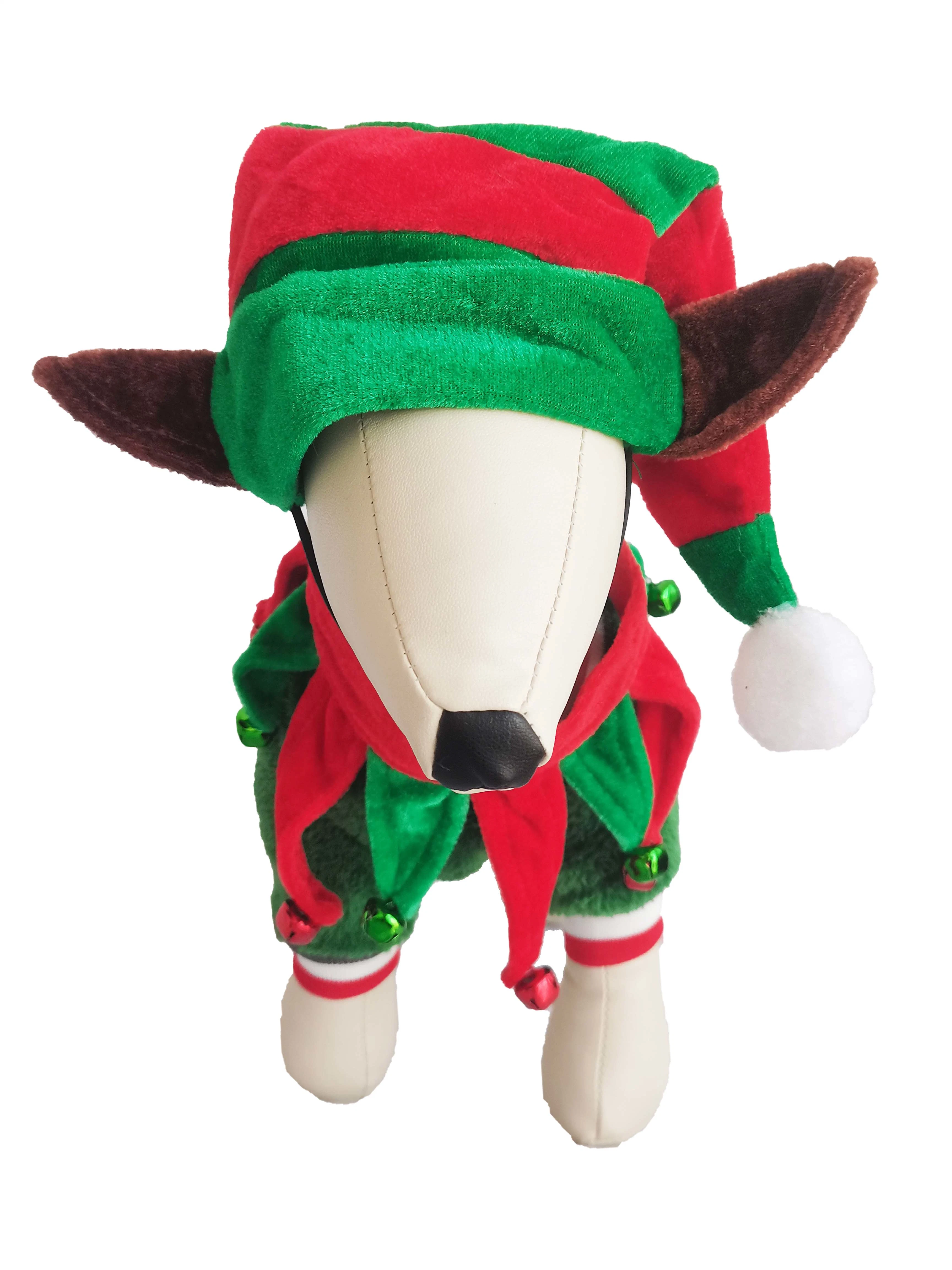 Festival de Navidad New-Arrival Constrast-Color Jingle-Bell Juego Pet Cuello Hat