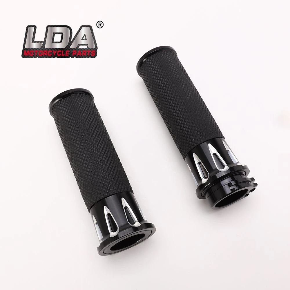 Motorcycle 1 Inch Handlebar Grips Black CNC Throttle Grip 25mm Universal Hand Grip