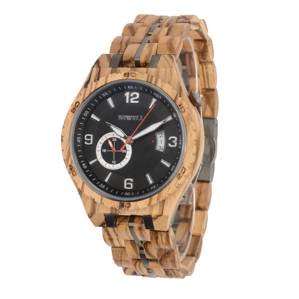 Unisex Watches Eco-Friendly Bamboo Wood Wrist Watch with Stainless Steel Back