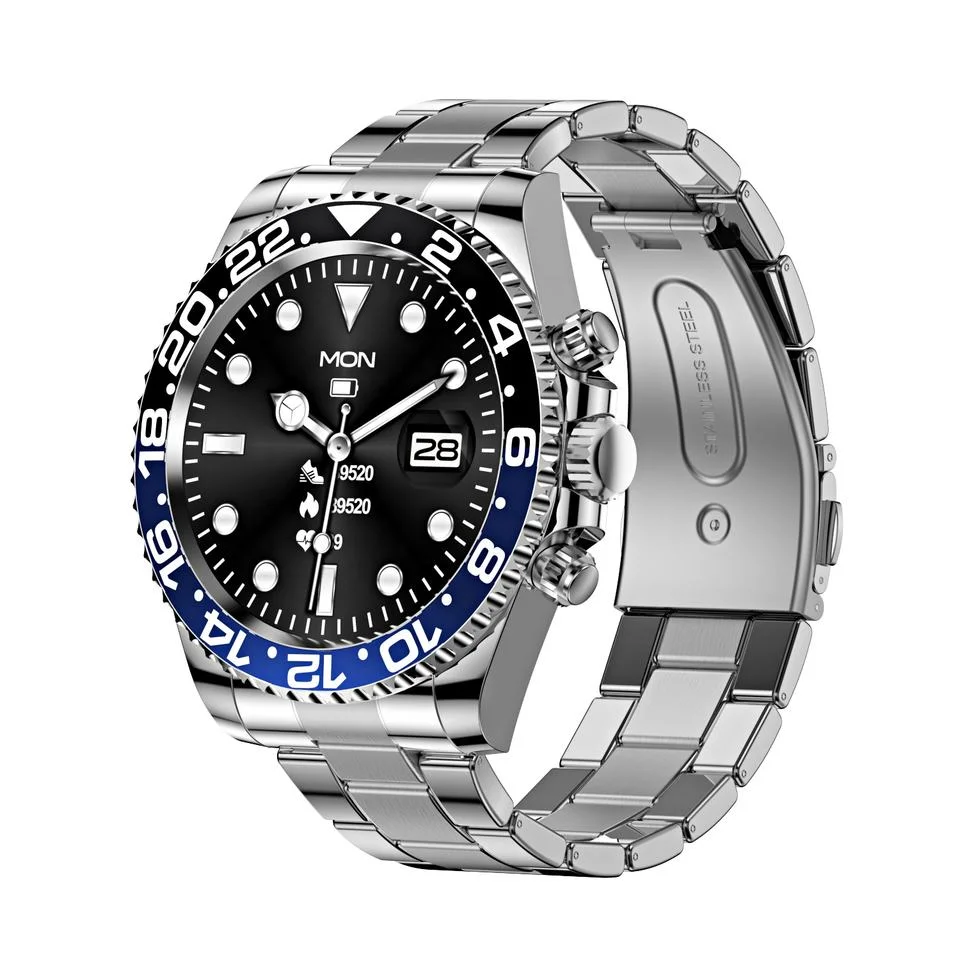 Fashion Business Style Aw12 Sport Smart Watch IP68 Waterproof Multifunction Steel Strap Round Screen Sports Smart Watch for Men