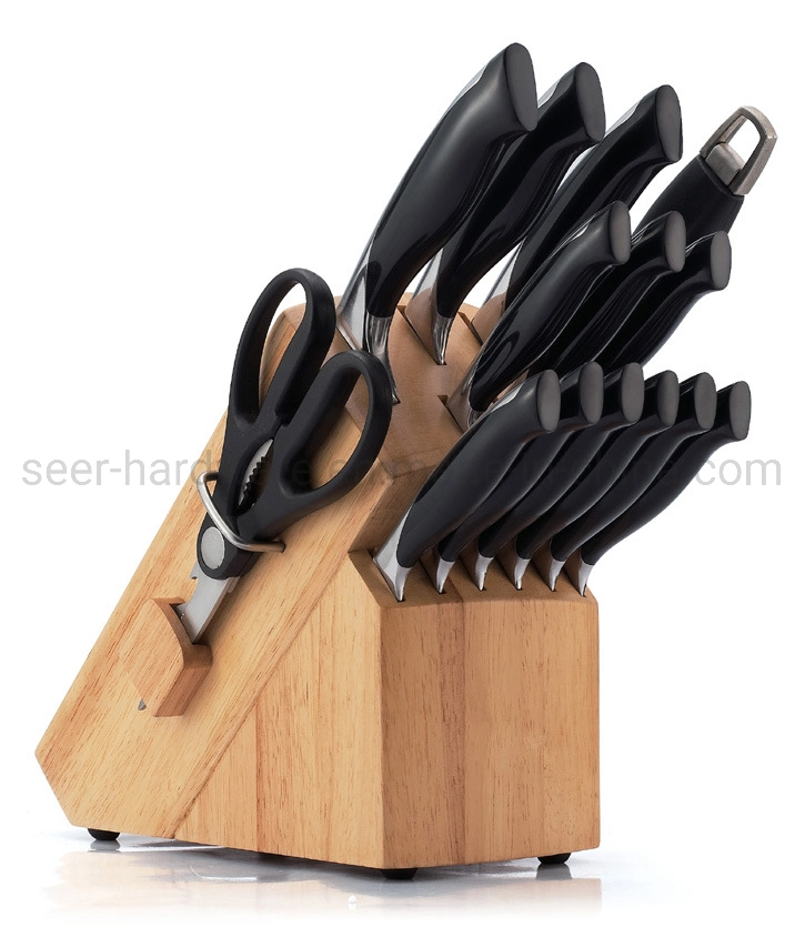 Jeu de couteaux de cuisine 14PCS en acier inoxydable avec bois de haute qualité Support (se-B50)