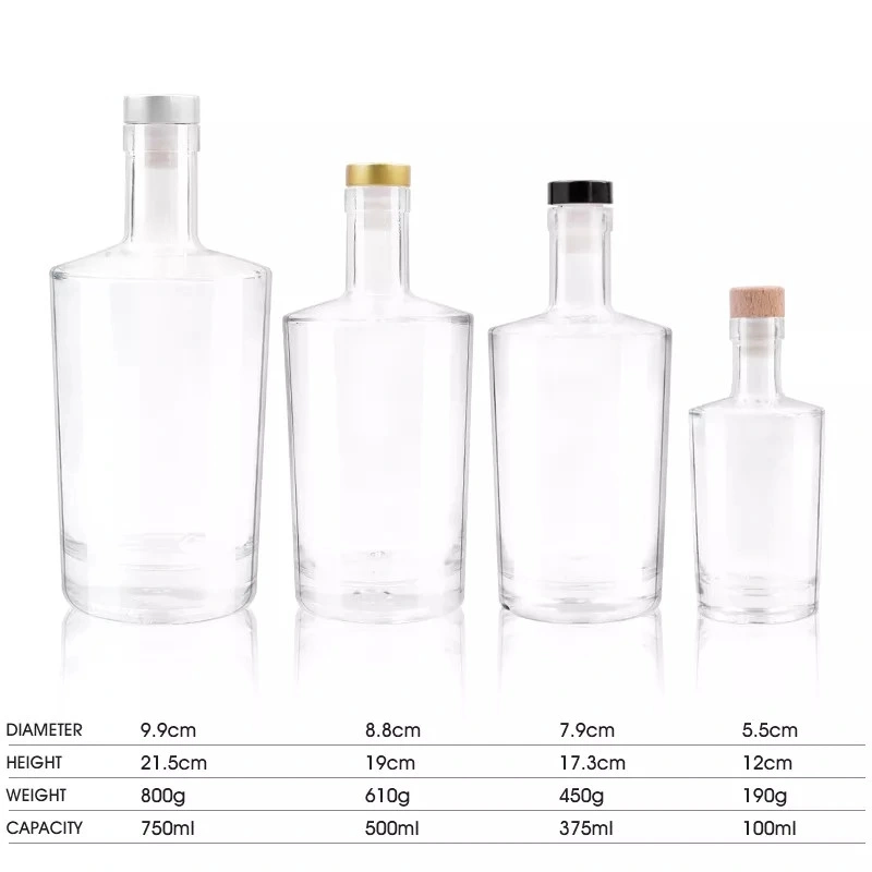 Clear Matte Black Glass Liquor Bottle 500ml 750ml Nordic Gin Whiskey Vodka Liquor Spirit Bottle for Liquor Rum