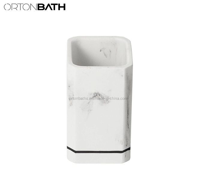 Ortonbath Custom Resin Bathroom Set Lotion Dispenser Soap Dish Tumbler Bathroom Accessories Set Marble White Resin Bathroom