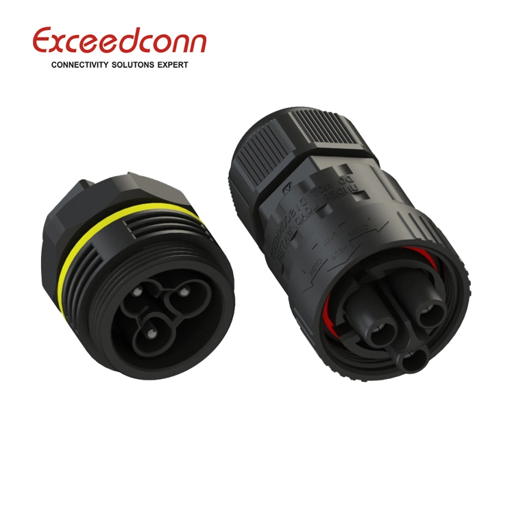 3 Pin Waterproof IP68 Outdoor Lighting Power Circular Female Socket Cable Connector