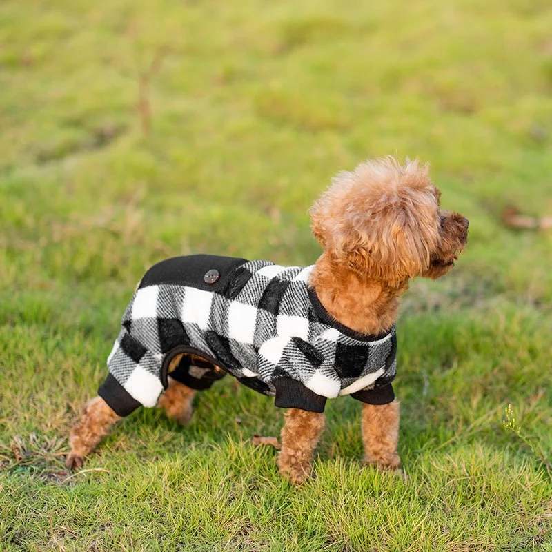 Christmas Checkerboard Fleece Warm Coat Dog Spring Apparel Pet Clothes