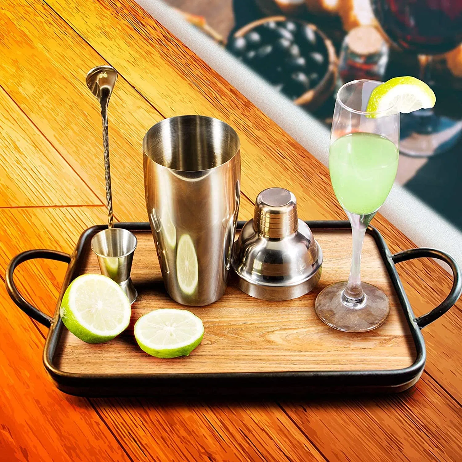 Le barman Kit outils Barware Cocktail en acier inoxydable Ensemble de secoueur