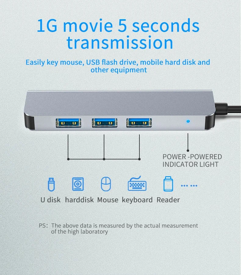 Dock Station 4 in 1 4 Ports Typ C USB Hub 3,0 USB-Adapter