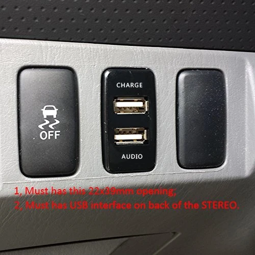 Dual USB Charger/Audio Port Interface for Toyota/Scion Cars Blank Switch Hole
