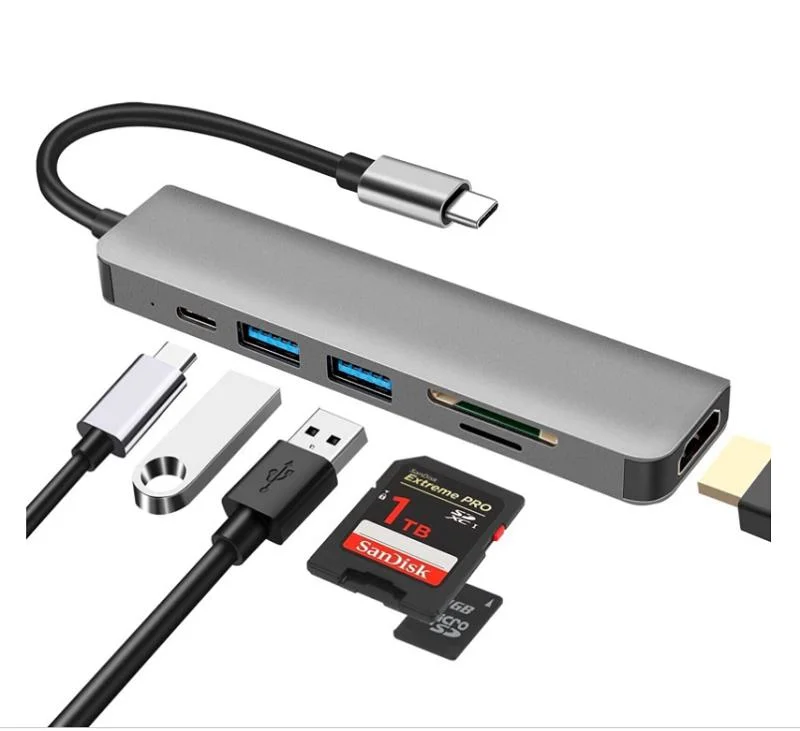 6 in 1 Typ C auf HDTV-Adapterhub 4K Für MacBook pro Air iMac iPad pro USB 3,0