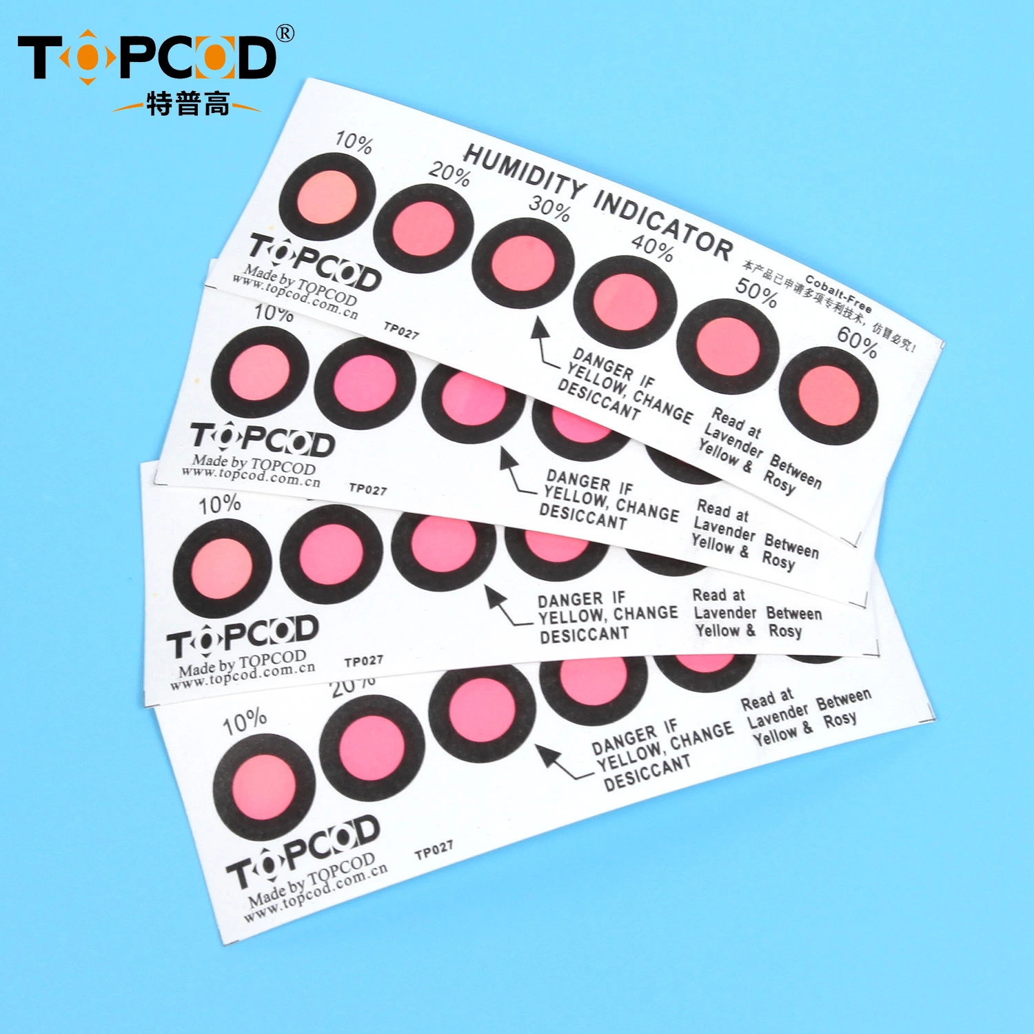 6 Dots Standard Speed Controlled Cobalt Dichloride Free Humidity Sensitive Indicator Card Blue to Pink