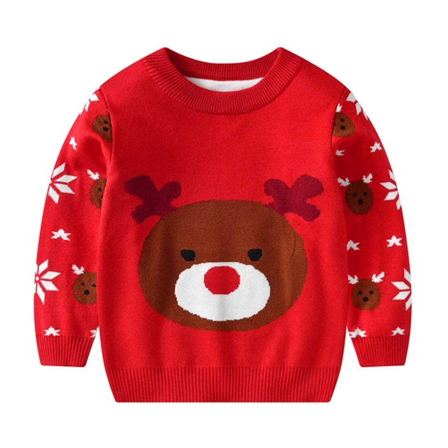 Wholesale/Supplier Christmas Sweater Cartoon Children's Sweater Christmas Kids Long Sleeve Knit Sweater Children Knitwear