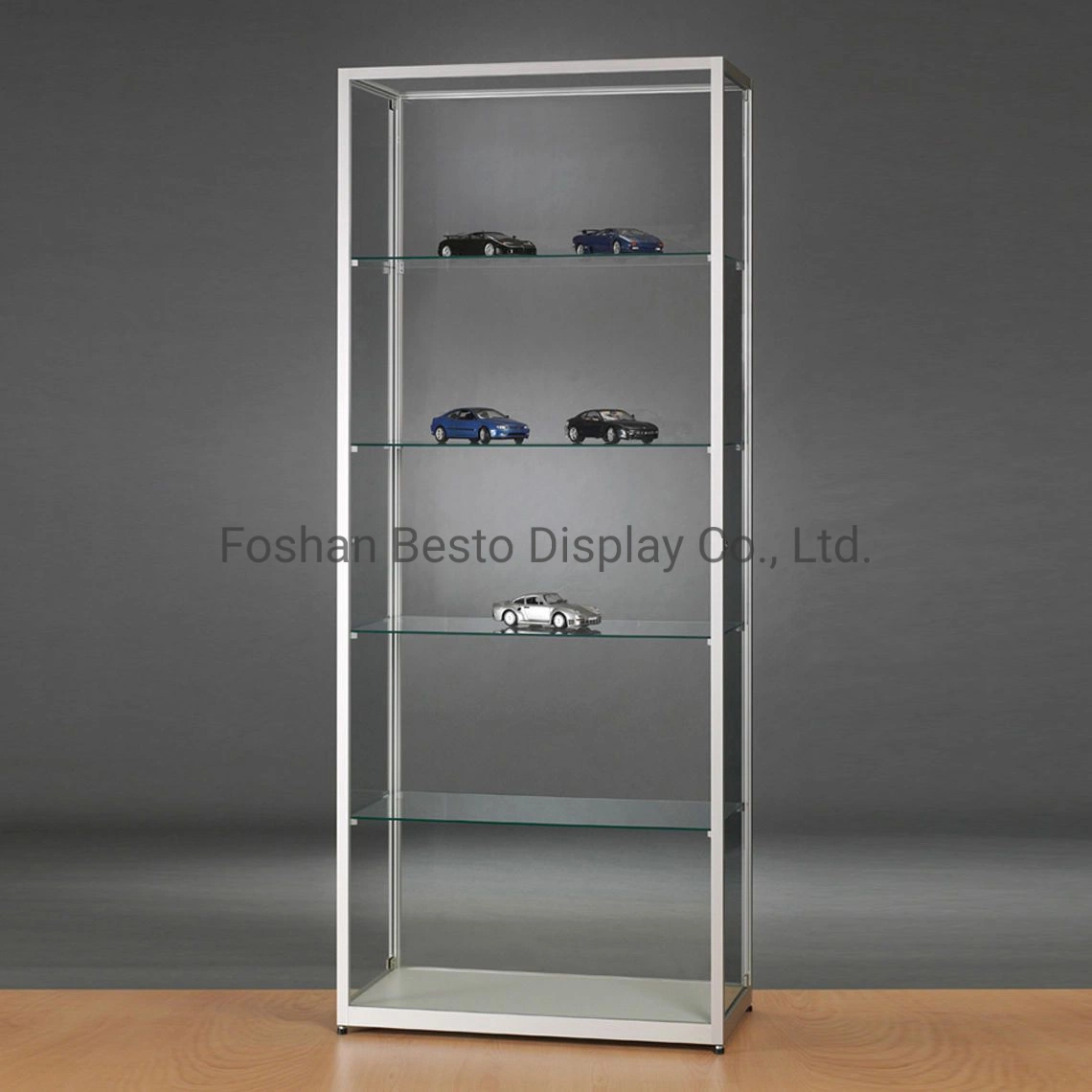 Chinese Custom Display Glass Showcase Made of Aluminum and Temperd Glass for Retail Shop, Home, Office