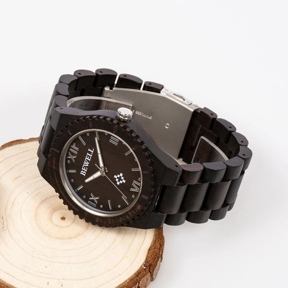 Ready to Ship Bewell Ebony Wooden Watches Men Luxury Miyota Quartz Watch