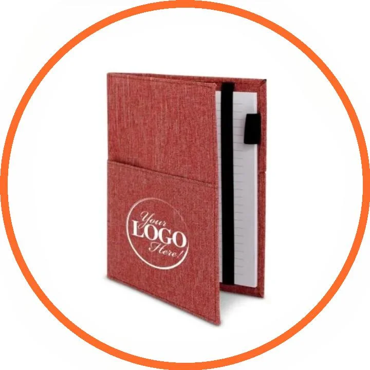 Printed Spired Embossed Logo Fabric Paper Notebook with Logo Printing