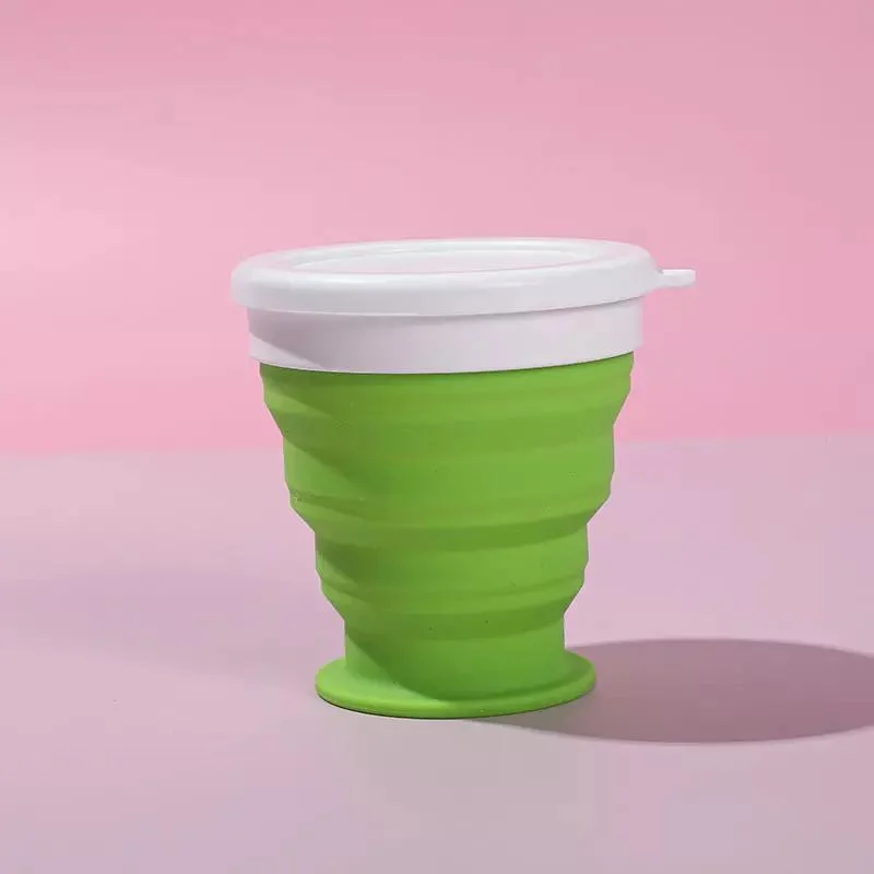 Food Grade Portable Travel Silicone Collapsible Cup with Lid