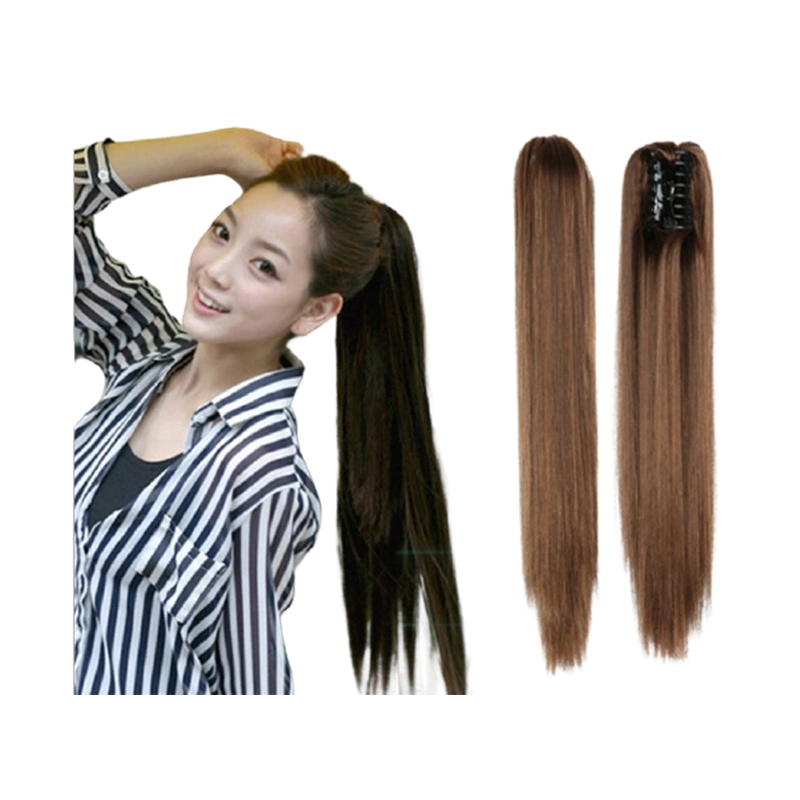 Women Medium Brown Human Remy Clips Front Fringe-Air Extensions Pony Hair