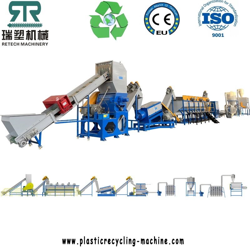 500kg/Hr Waste Post Consumer LDPE LLDPE 98/2 95/5 Film Recycling Squeezing Washing Line Plant