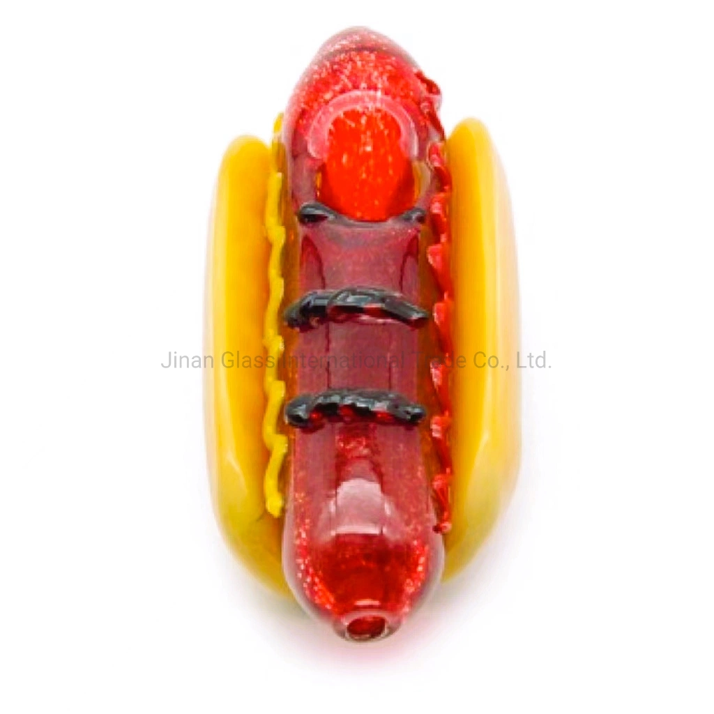 Funny Hotdog Glass Pipe Tobacco Spoon Hand Pipe Handmade Glass Smoking Pipes Oil Burner Dry Herb Pipe Piece