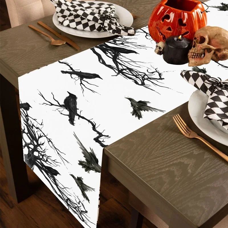 Halloween Chemin de table rectangulaire en vinyle Décoration de table de salle à manger pour la fête d'Halloween.