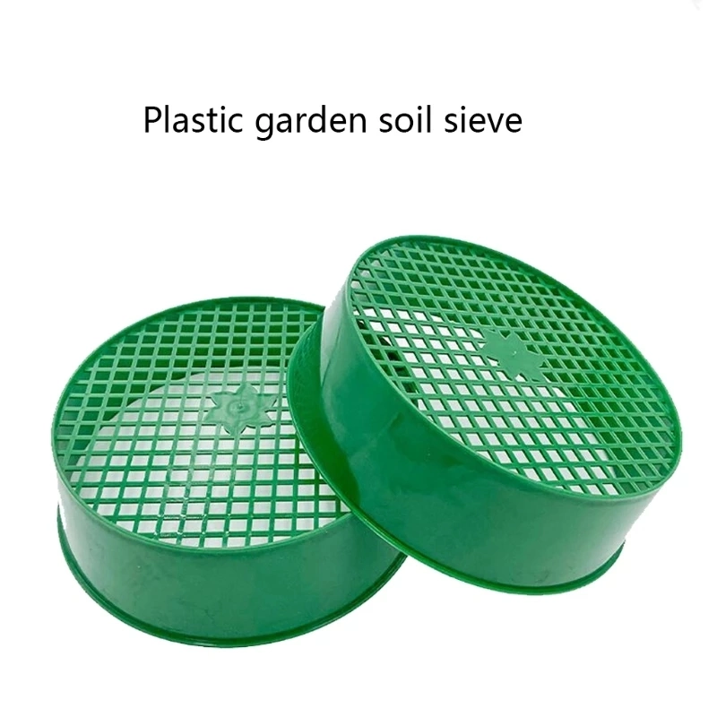 Зеленый круглый садовый сито Пластиковая скрипка камень Песок Сетка Садовые инструменты для работы с компост-почвенными каменными сетками