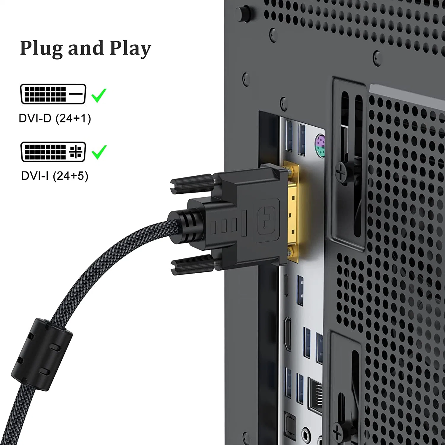 محوّل DisplayPort (DP) إلى DVI، منفذ شاشة عرض بالذهب إلى محوّل DVI-D (من الذكور إلى الإناث) متوافق مع الكمبيوتر