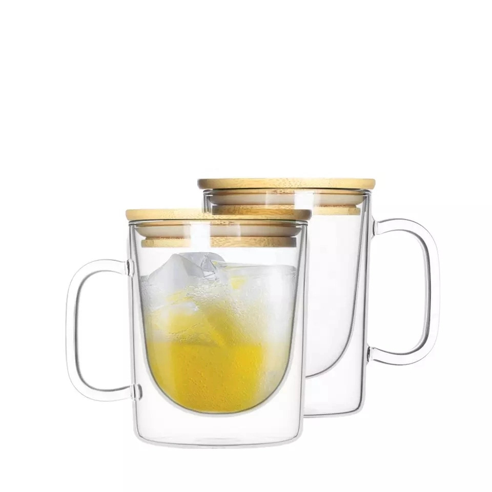 Lead -Free Insulated Double Walled Glass Coffee/Milk/Juice/Wine Cup with Handle