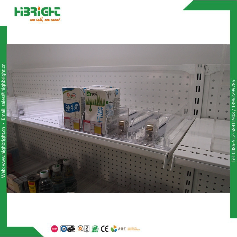 Adjustable Acrylic ABS Grocery Store Shop Display Merchandise Gondola Shelving Shelf Pusher System